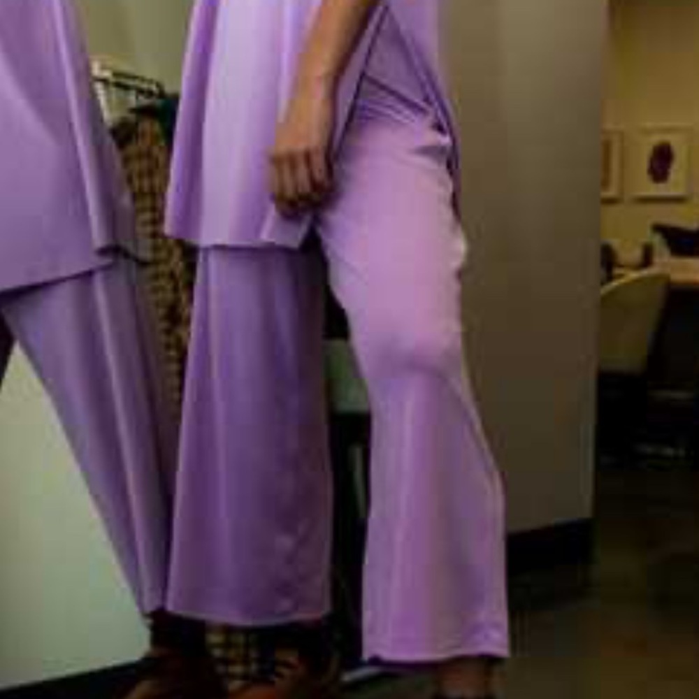 Dressed In LaLa Lex Ribbed Wide Leg Knit Pants S Purple